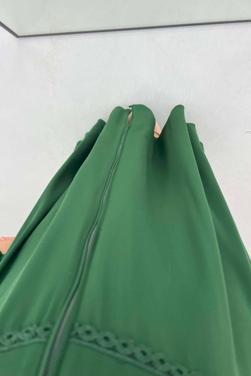 Guipure Embroidered Abaya Emerald Green