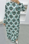 Hakim Collar Patterned Dress Green