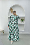 Hakim Collar Patterned Dress Green