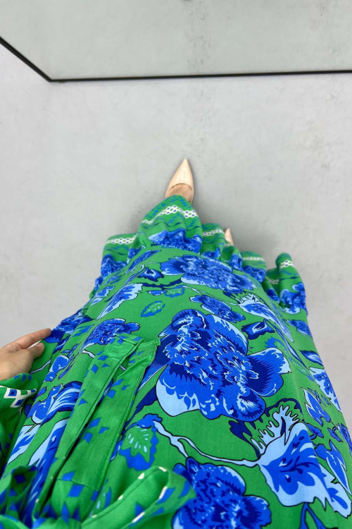 Judge Collar Floral Dress Green