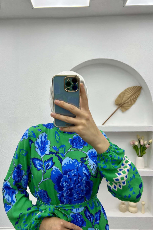 Judge Collar Floral Dress Green