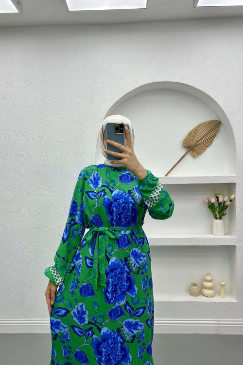 Judge Collar Floral Dress Green