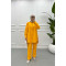 Mandarin Collar Linen Suit Dark Yellow