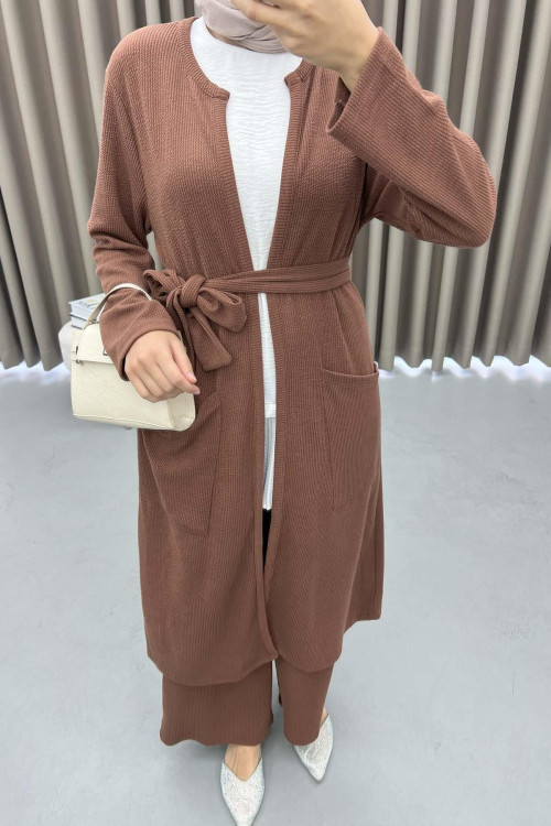 Cardigan and Wrap Suit Brown