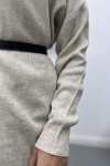 Thin Knit Cardigan (Without Belt) Beige