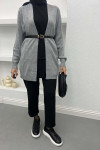 Thin Knit Cardigan (Without Belt) Gray