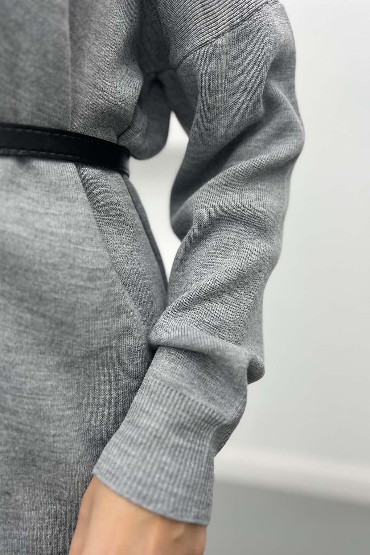 Thin Knit Cardigan (Without Belt) Gray