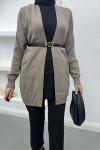 Thin Knit Cardigan (Without Belt) Mink