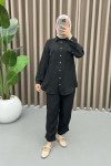 Pearl Button Pocket Suit Black