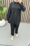 Pearl Button Pocket Suit Black