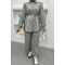 Pearl Buttoned Scuba Suit Gray