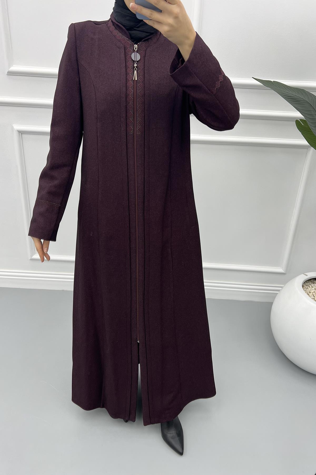 Embroidered Abaya Damson