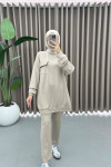 Embroidered Sweat Suit Beige