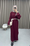 Embroidered Knit Dress Claret Red