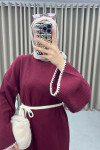 Embroidered Knit Dress Claret Red