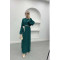 Embroidered Knit Dress Emerald Green