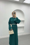 Embroidered Knit Dress Emerald Green