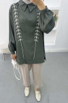 Embroidered Tunic Set Khaki