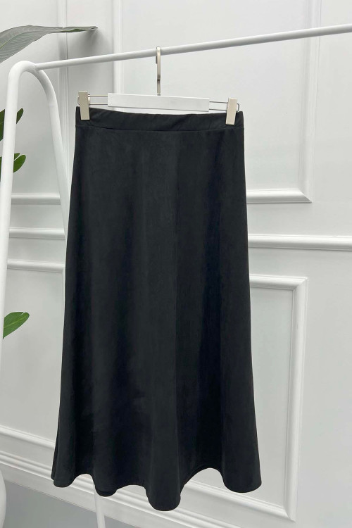 Velvet Flared Skirt Anthracite