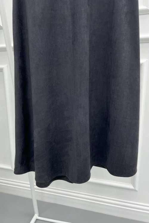 Velvet Flared Skirt Anthracite