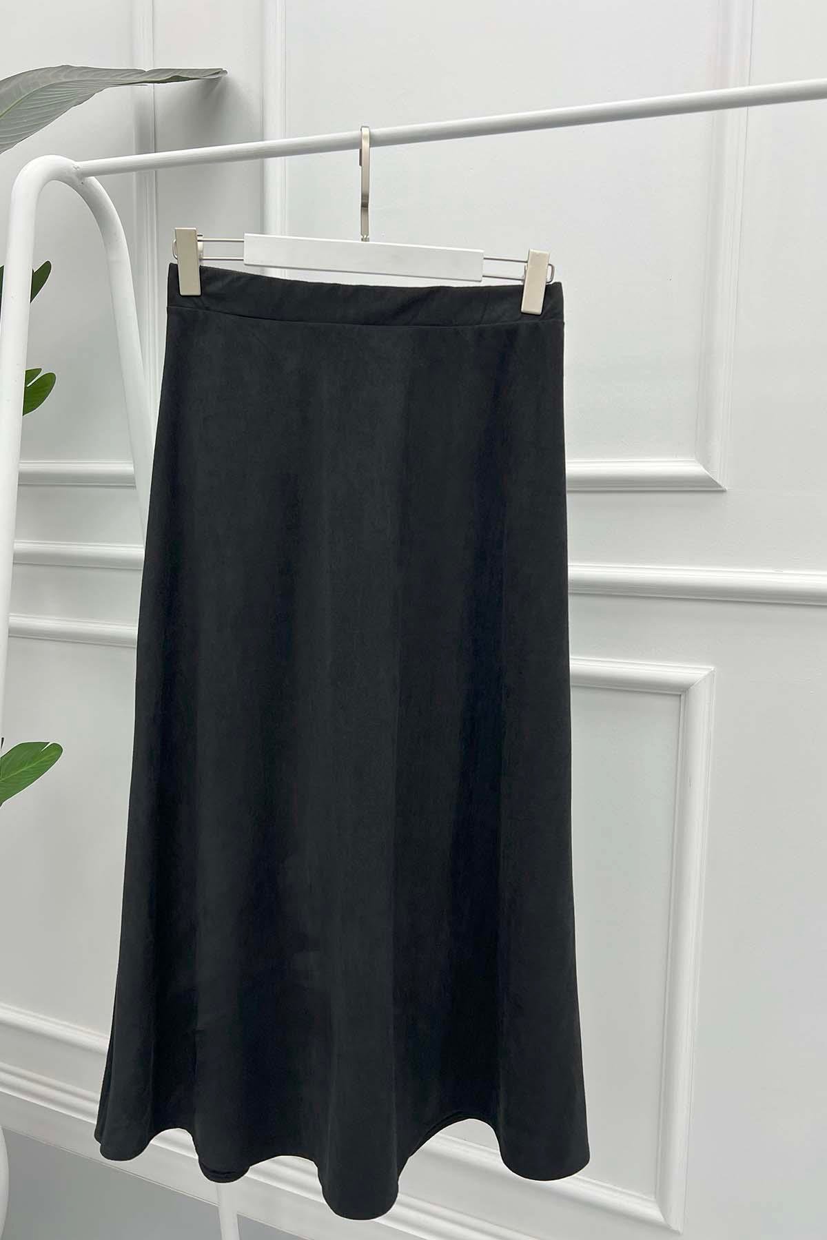 Velvet Flared Skirt Anthracite