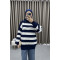 Thick Striped Sweater Navy Blue