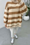 Thick Striped Oversize Sweatshirt Brown