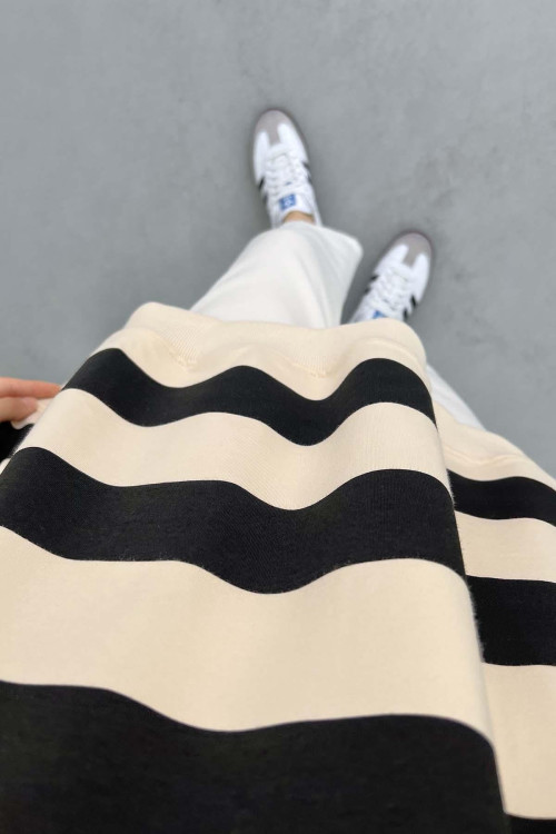 Thick Striped Oversize Sweatshirt Black