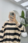 Thick Striped Oversize Sweatshirt Black