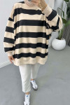 Thick Striped Oversize Sweatshirt Black