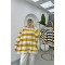 Thick Striped Oversize Sweatshirt Oil Green