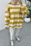 Thick Striped Oversize Sweatshirt Oil Green