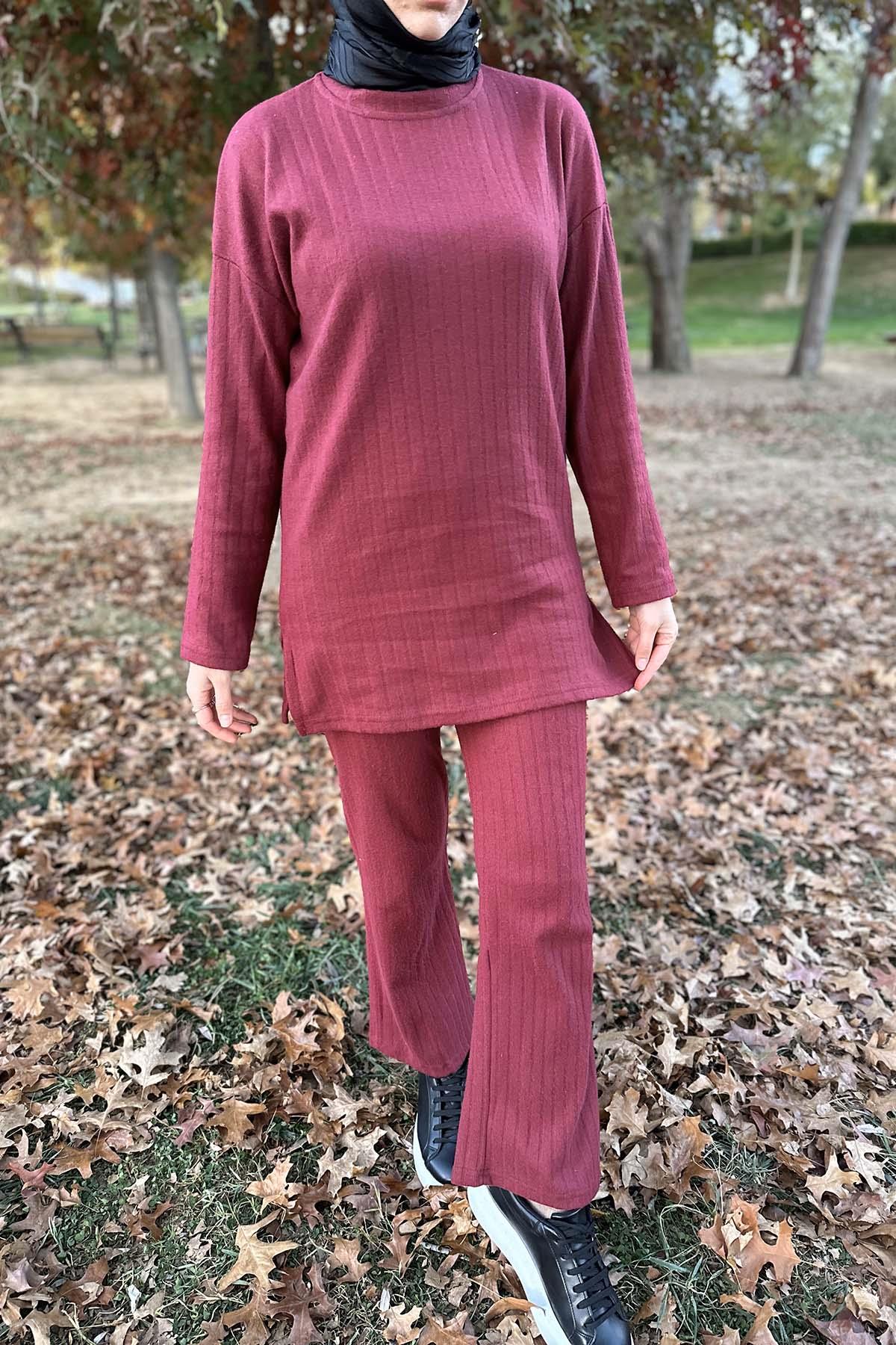 Thick Corduroy Suit Claret Red