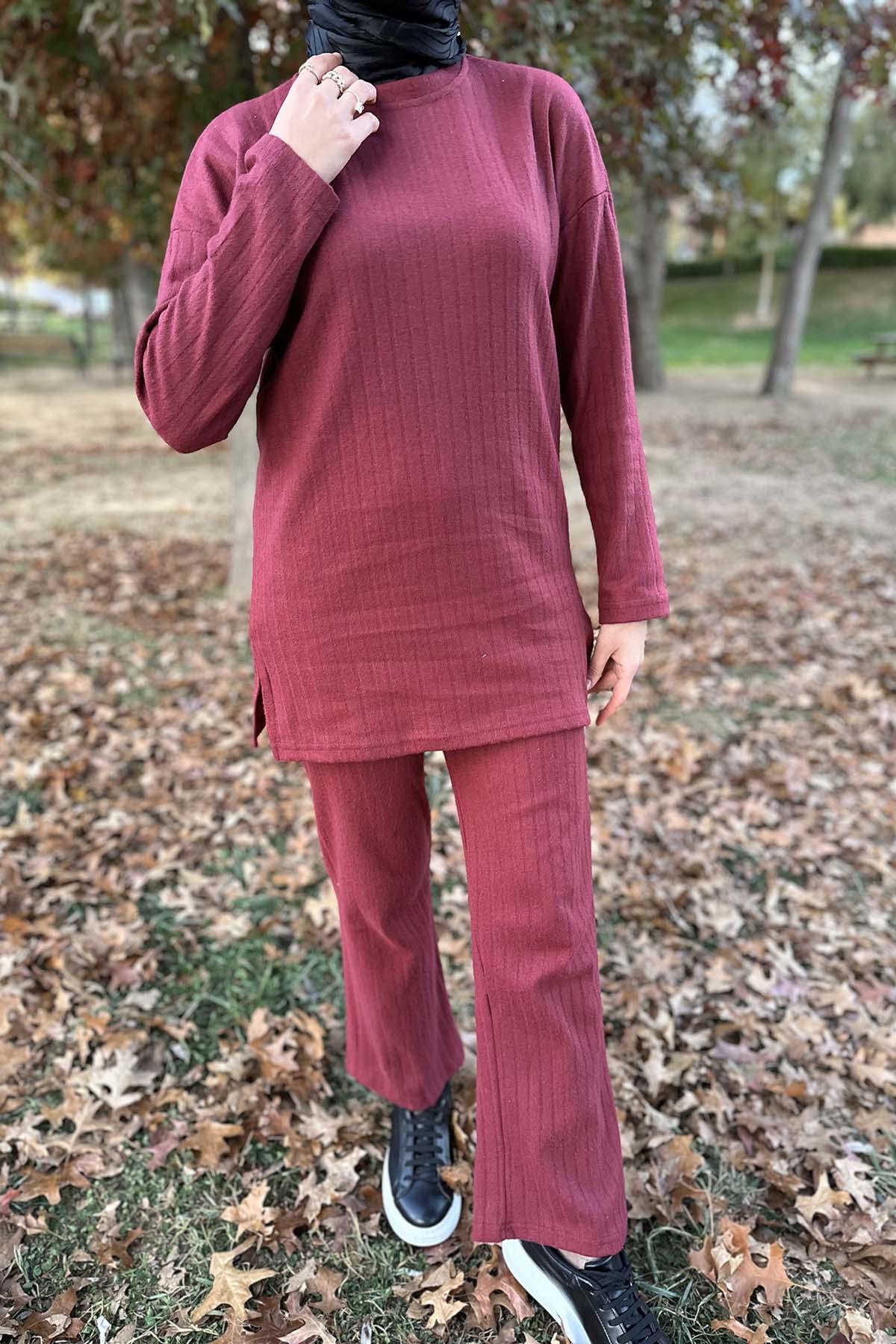 Thick Corduroy Suit Claret Red