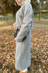 Thick Ribbed Long Cardigan Gray