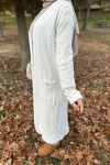 Thick Ribbed Long Cardigan Cream