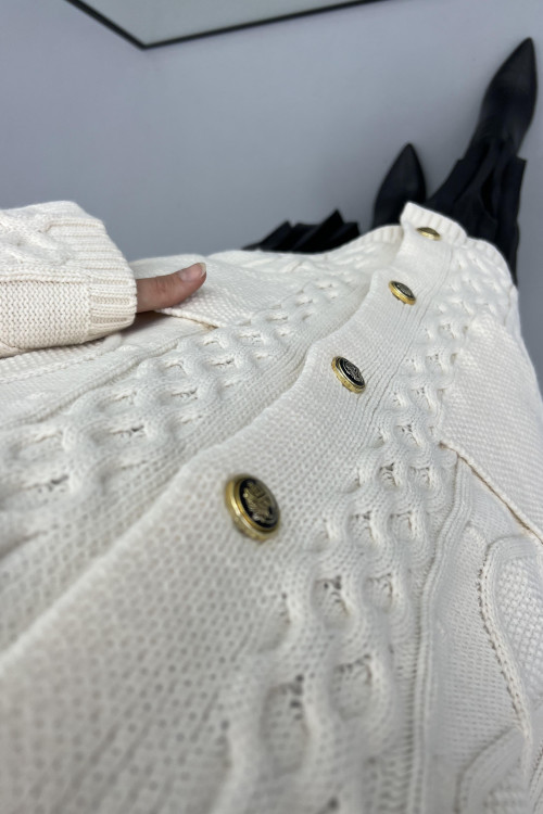 Thick Knitted Cardigan Cream