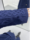 Thick Knitted Cardigan Navy Blue