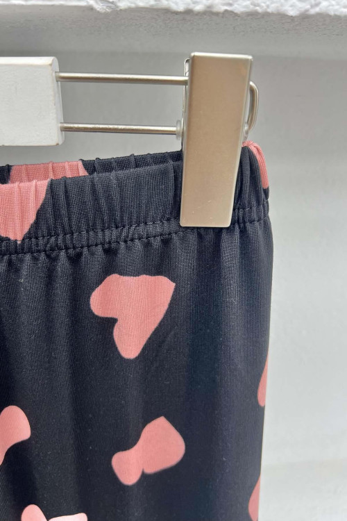 Heart Pajama Bottoms Black