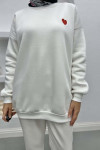 Heart Three Thread Sweatshirt White