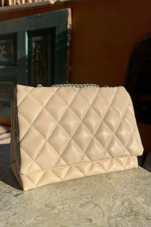 Quilted Leather Bag Beige