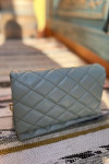 Quilted Leather Bag Aqua Green