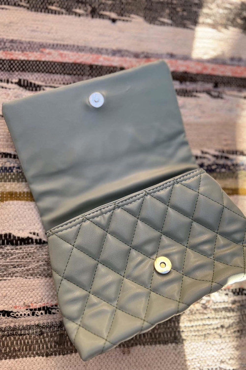 Quilted Leather Bag Aqua Green