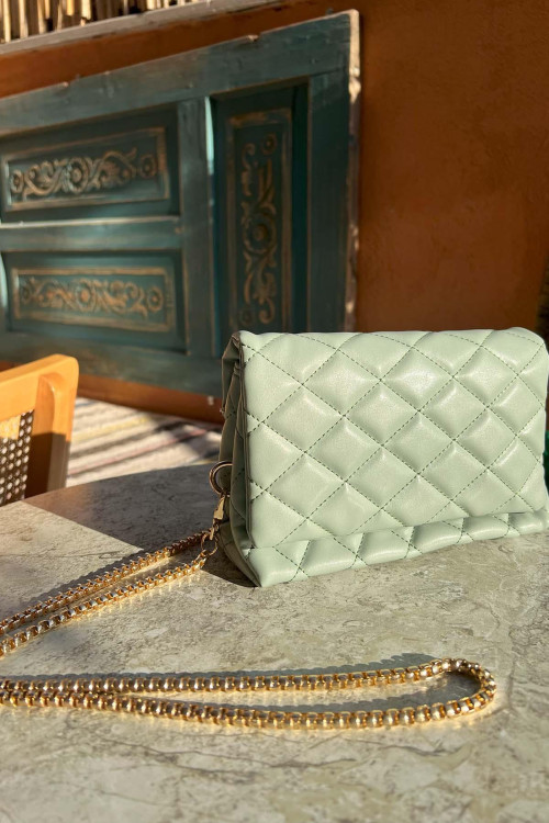 Quilted Leather Bag Aqua Green