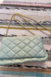 Quilted Leather Bag Aqua Green