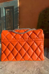 Quilted Leather Bag Orange