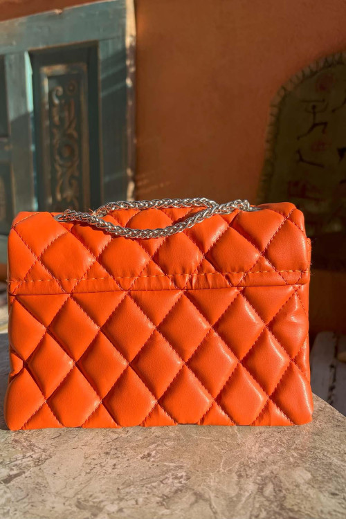 Quilted Leather Bag Orange