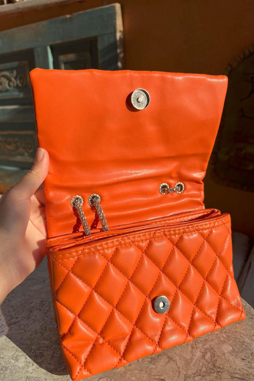 Quilted Leather Bag Orange