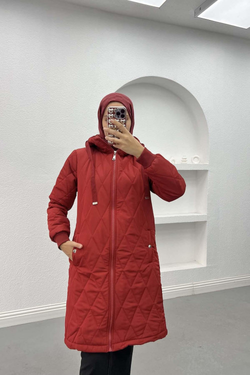 Quilted Puffer Jacket Red