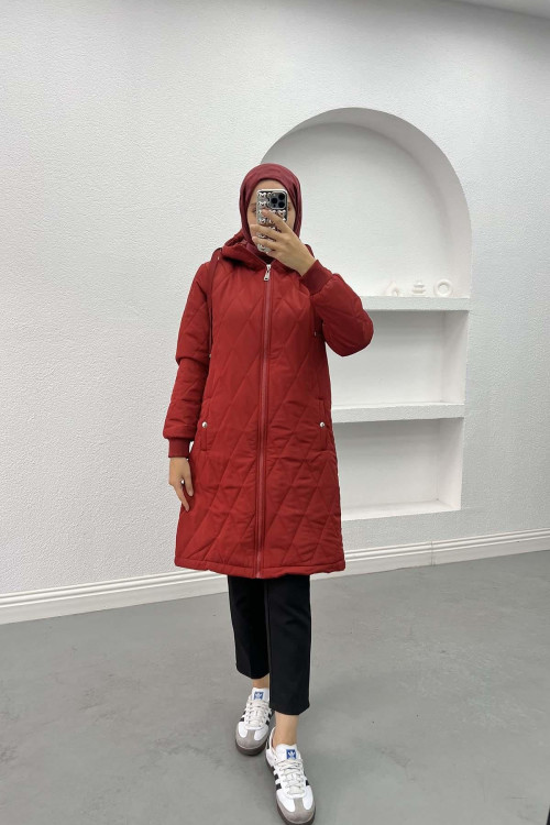 Quilted Puffer Jacket Red